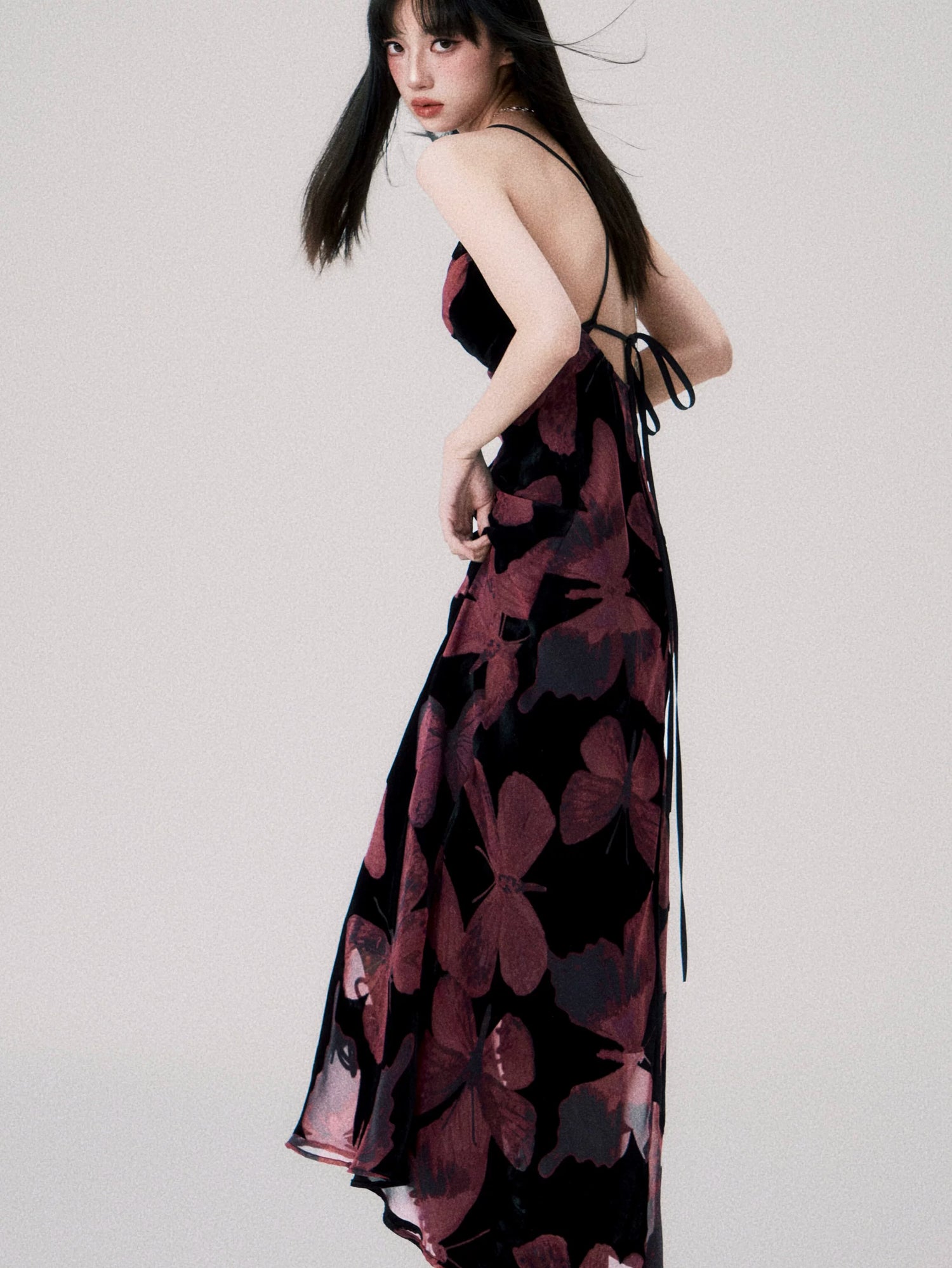 Backless New Chinese Slip Maxi Dress