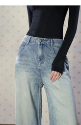 Blue Denim Wide-leg Pants - CHINASQUAD