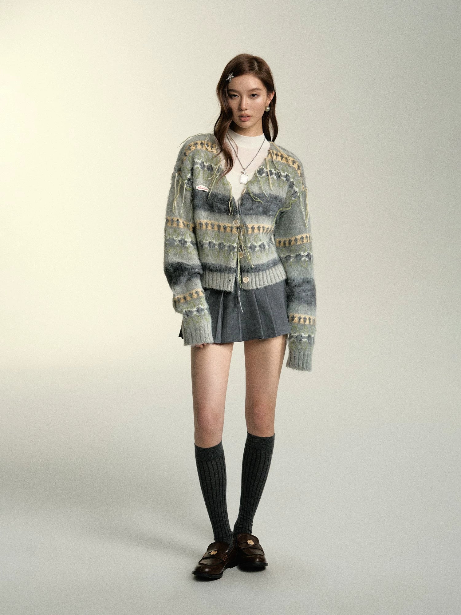 Gray Fringe Cardigan - CHINASQUAD