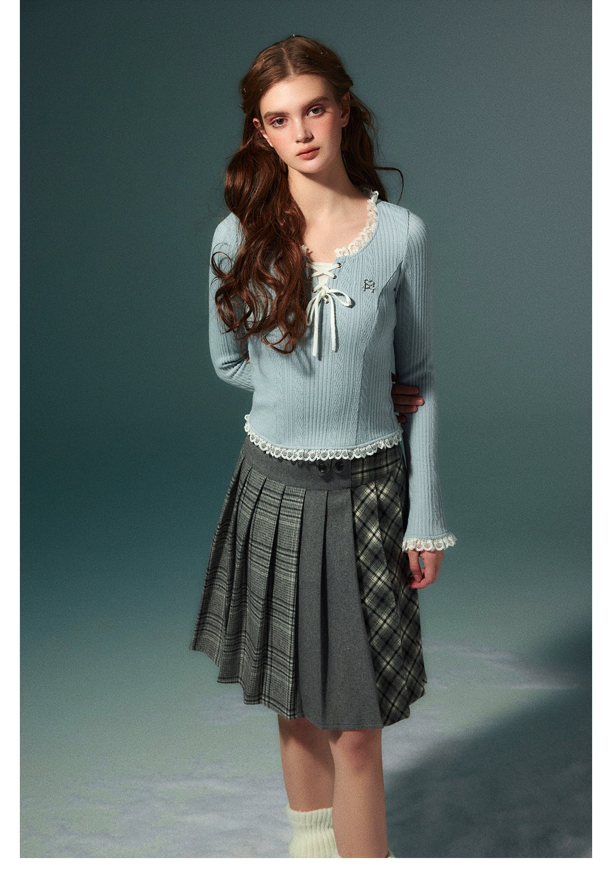 Lace Knit Long Sleeve Sweater - CHINASQUAD