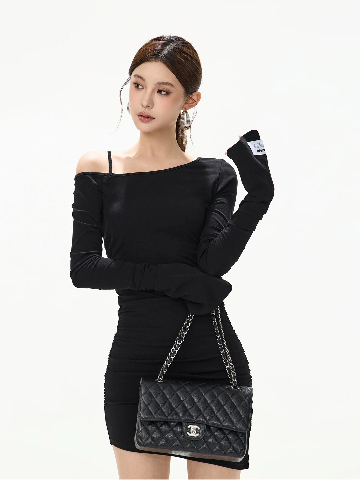 Asymmetric Off-Shoulder Bodycon Mini Dress