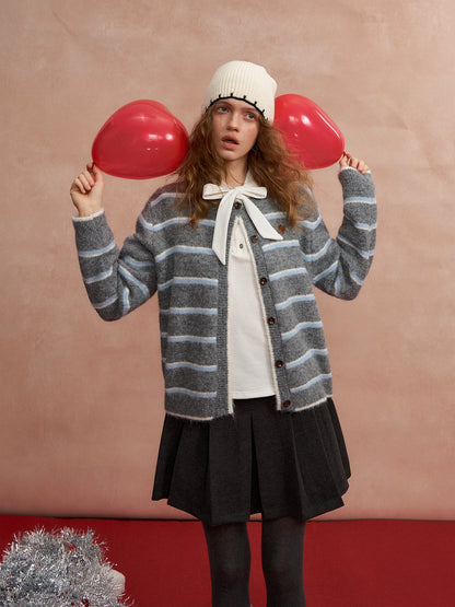 Retro Stripe Knit Cardigan