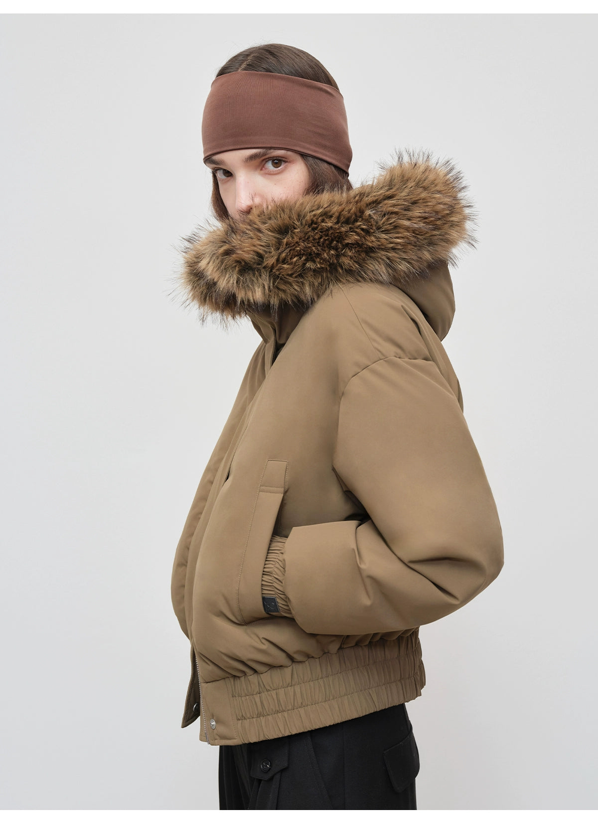 Faux Raccoon Fur Trim 90% White Duck Down Parka