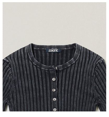 Wild Retro Ribbed Knit Cardigan