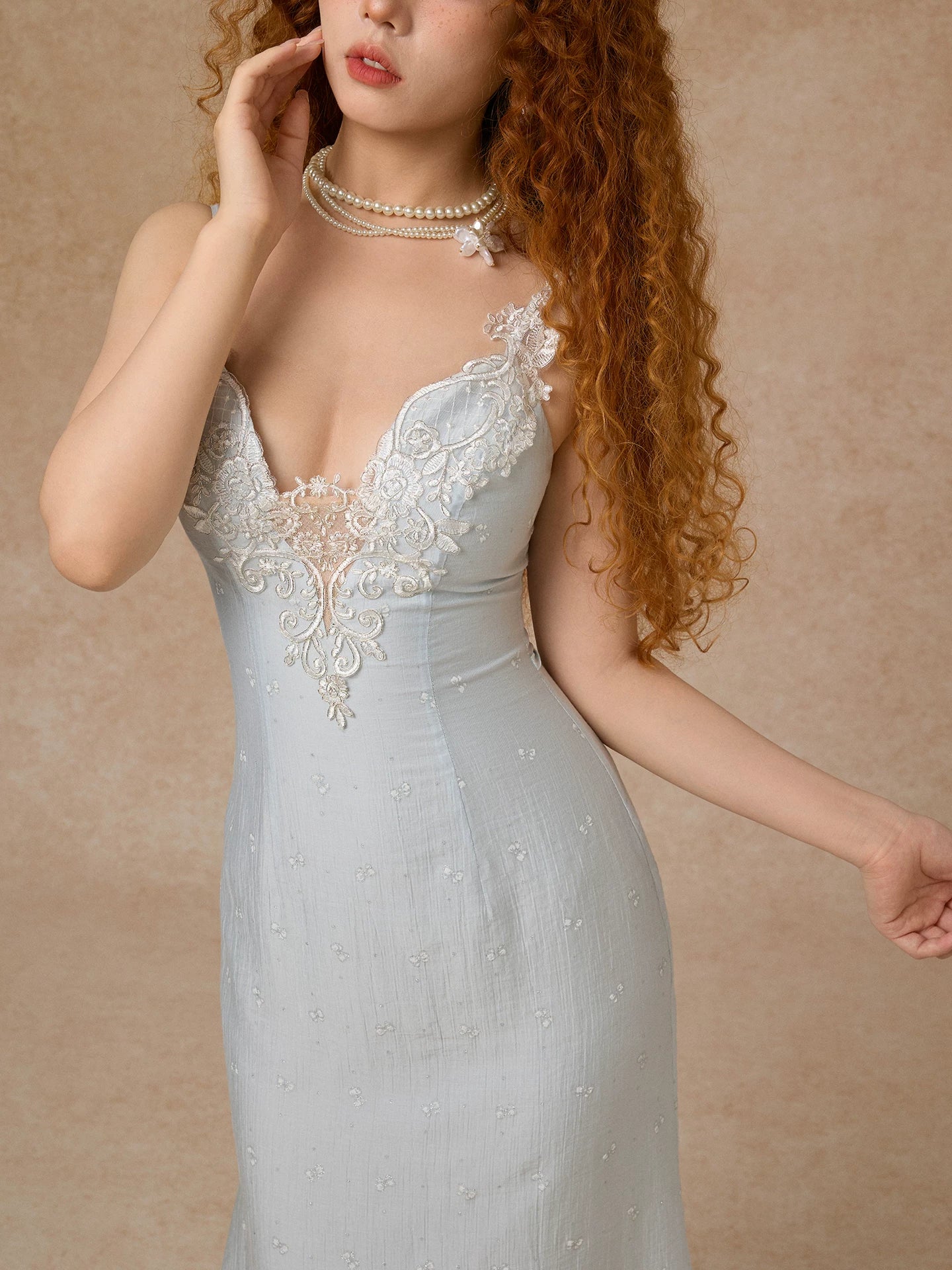 Moonlit Tide Lace Splice Princess Slip Dress