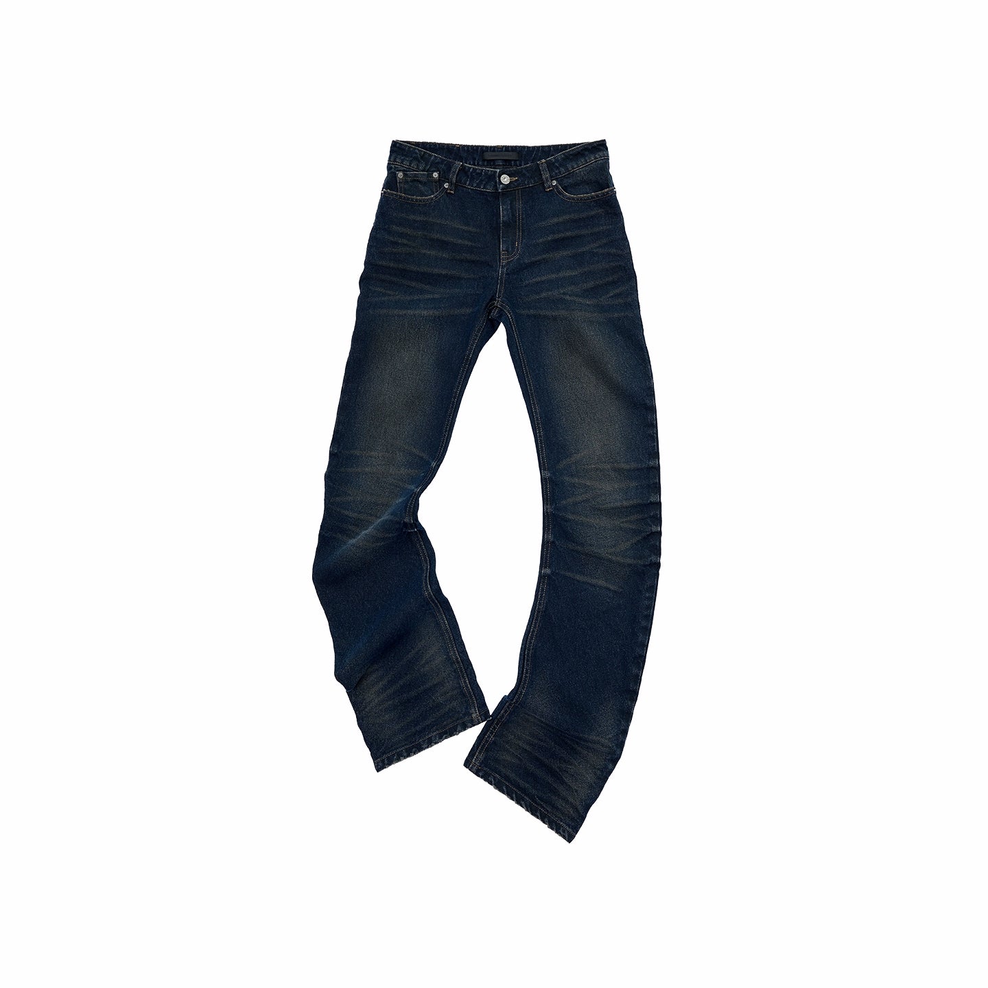 Vintage Pleated Washed Slim Curved Denim Pants