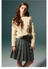 Beige Vintage Knitted Hollow-out Sweater - CHINASQUAD