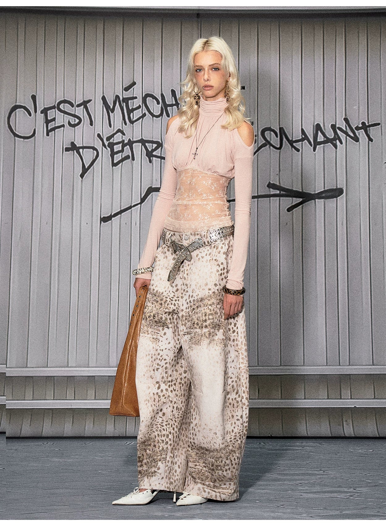 Lace Ruched Mock-Neck Long-Sleeve Base layer