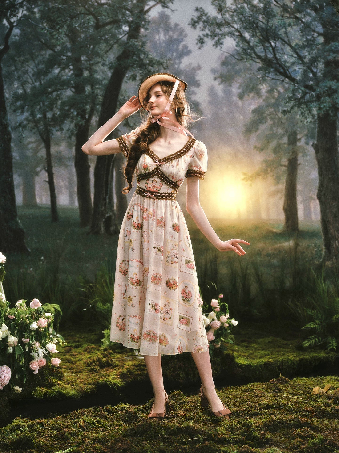 Pastoral Reverie Lace Floral Dress