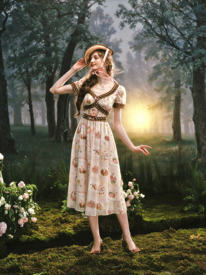 Pastoral Reverie Lace Floral Dress