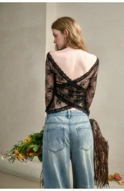 Toscana Soft Glow Lace Long Sleeve Top