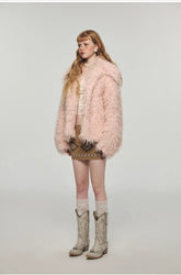 Furry Long Collar Faux Fur Coat - CHINASQUAD