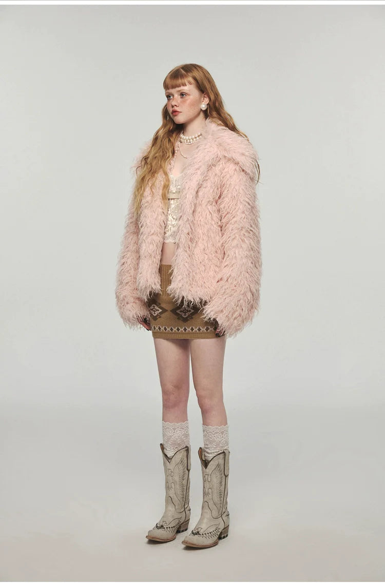 (Final Sale) Furry Long Collar Faux Fur Coat - CHINASQUAD
