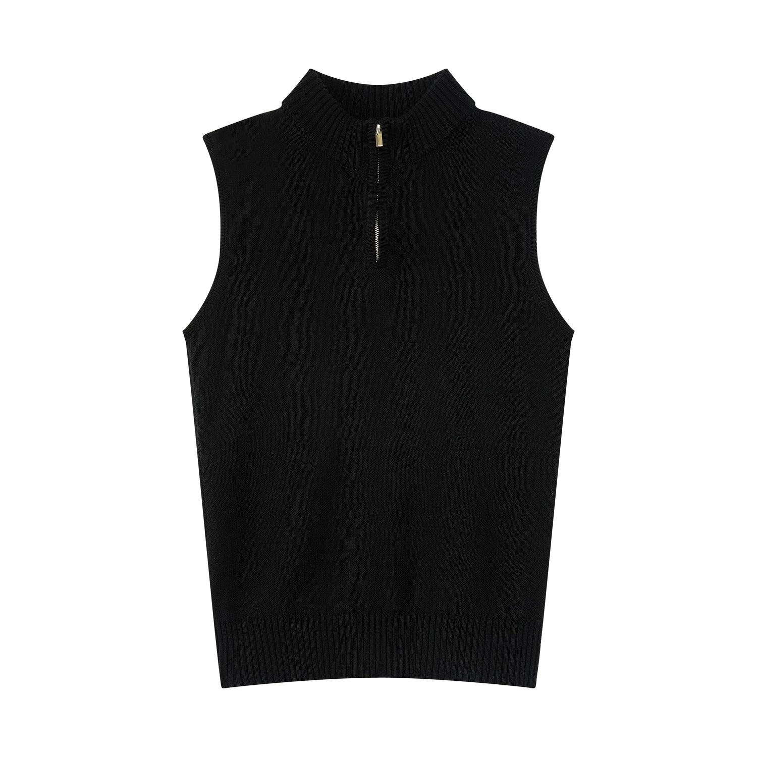 Linen-Blend Mock Neck Knit Tank