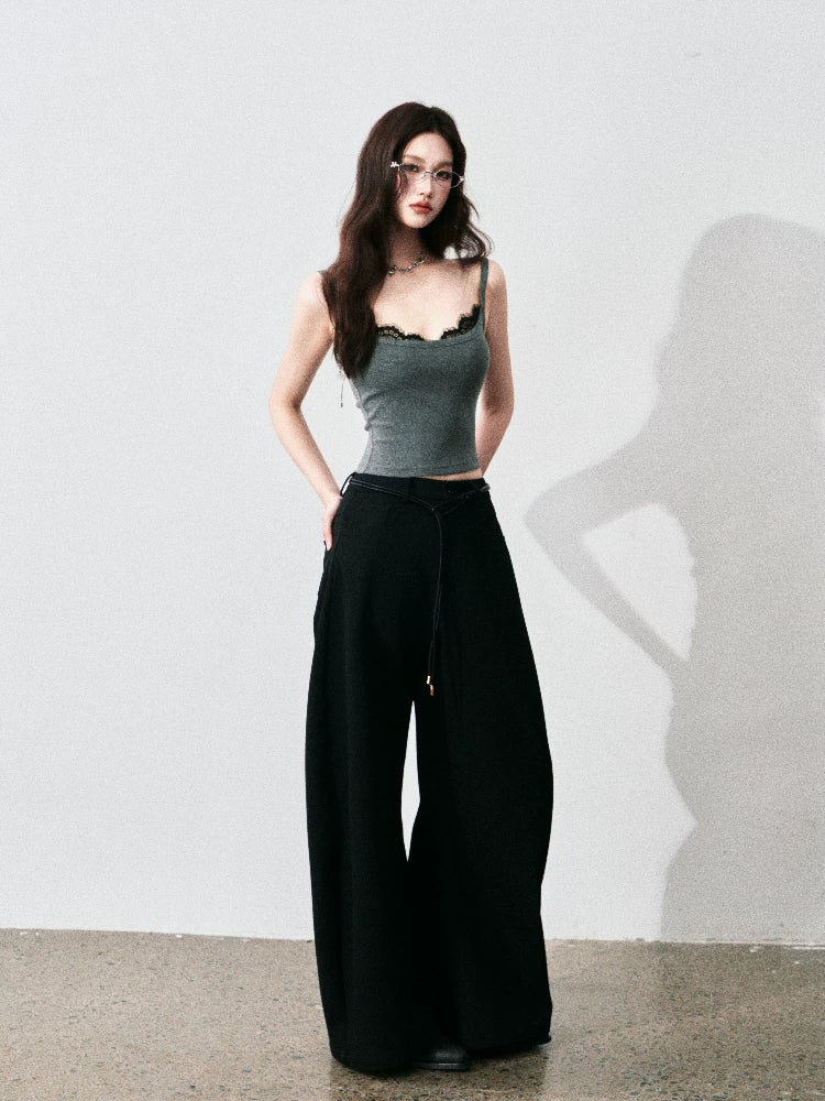 Contrast Lace Trim Slim-Fit Camisole