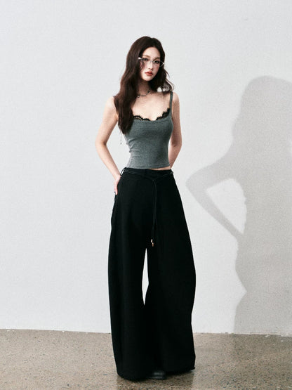 Contrast Lace Trim Slim-Fit Camisole