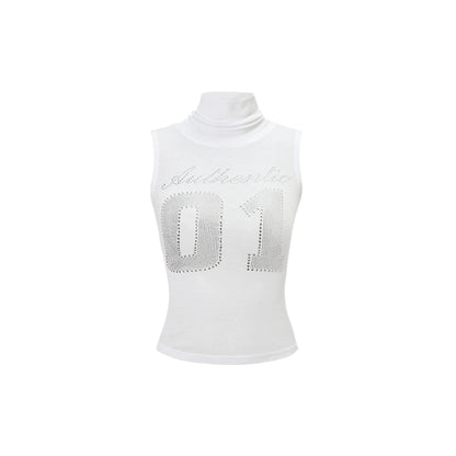 Black &amp; White High-Neck Mesh Sleeveless T-Shirt - CHINASQUAD