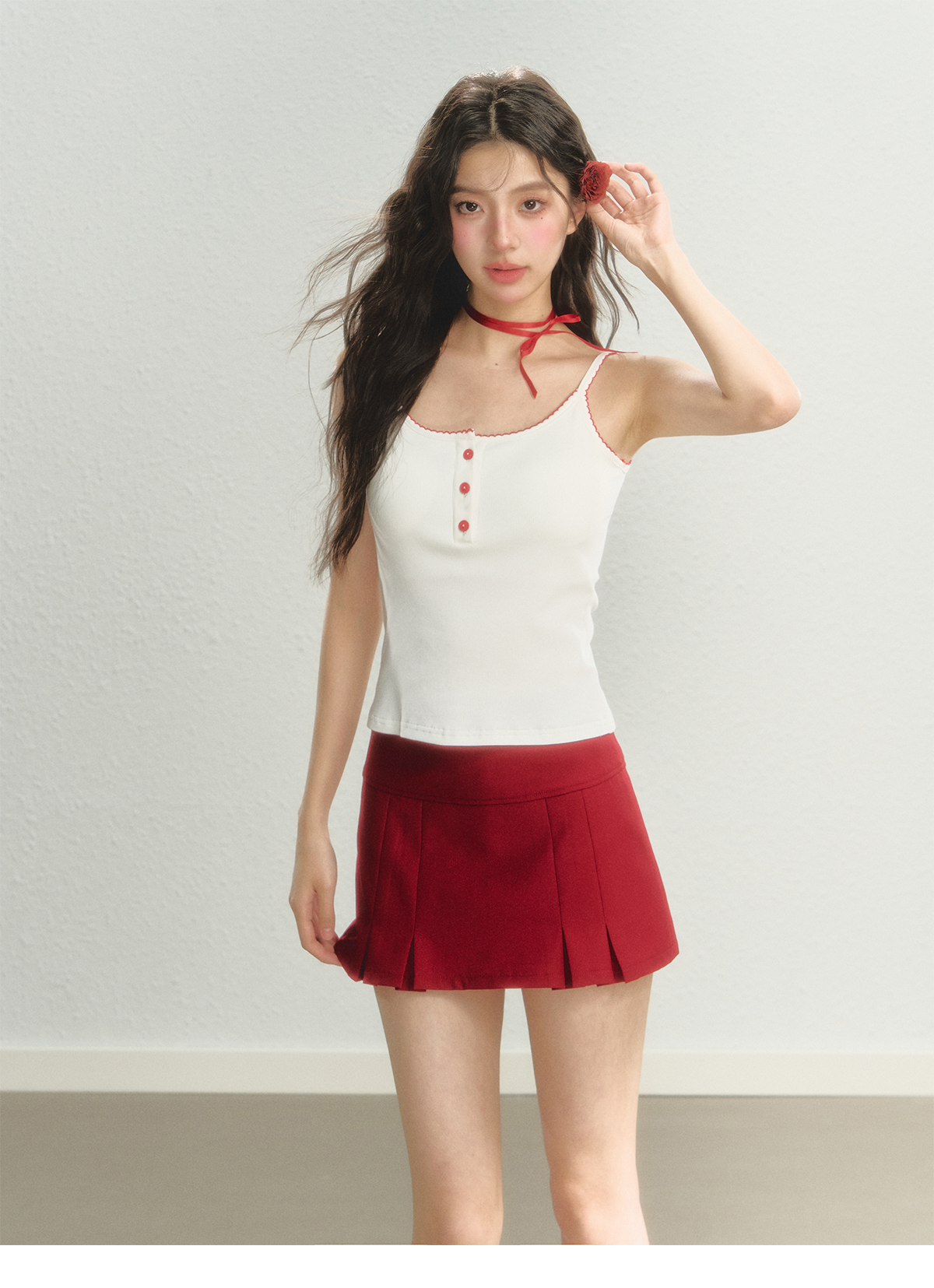 Red &amp; Dark Gray Skort - CHINASQUAD