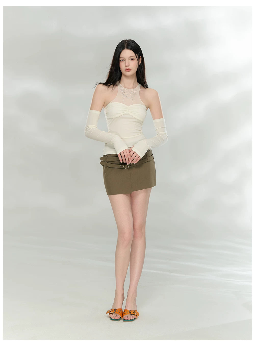 Asymmetric Tailored Mini Skirt