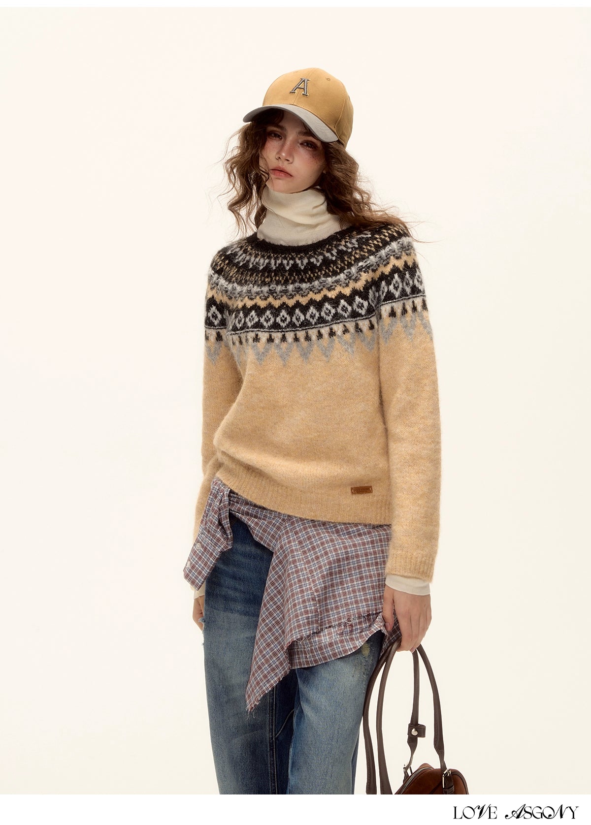 Asgony Retro Contrast Lettering Baseball Cap