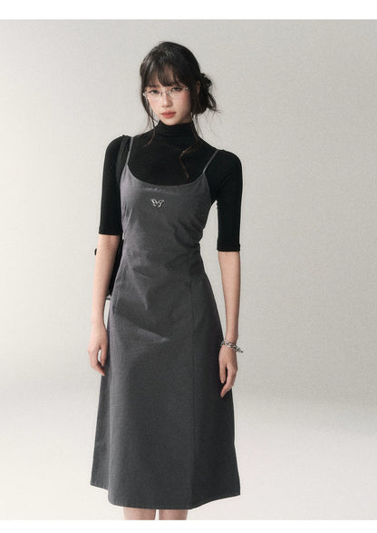 Minimalist Cotton A-Line Slip Midi Dress