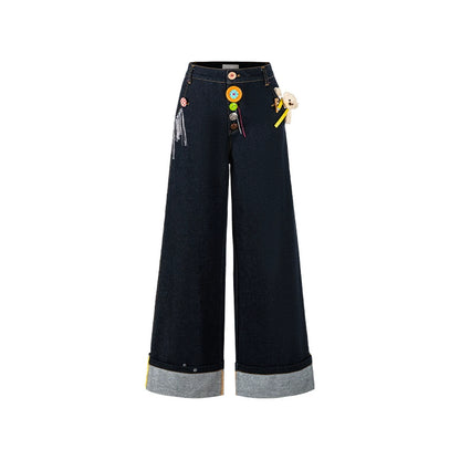Tailor Bear Wide-Leg Denim Trousers