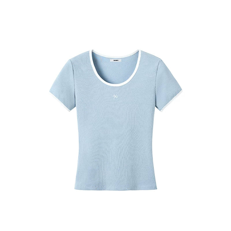 Colorblock Crewneck Fitted T-Shirt