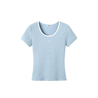 Colorblock Crewneck Fitted T-Shirt