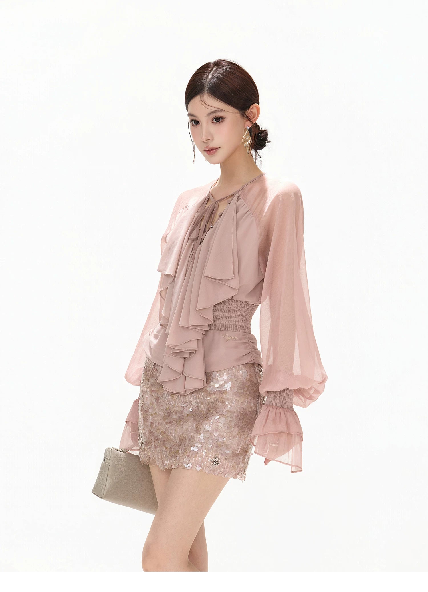 Luminous Nouveau Ruffle Chiffon Blouse