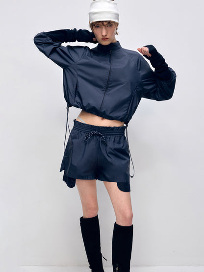 Color Block Outdoor Sports Jacket &amp; Shorts Set