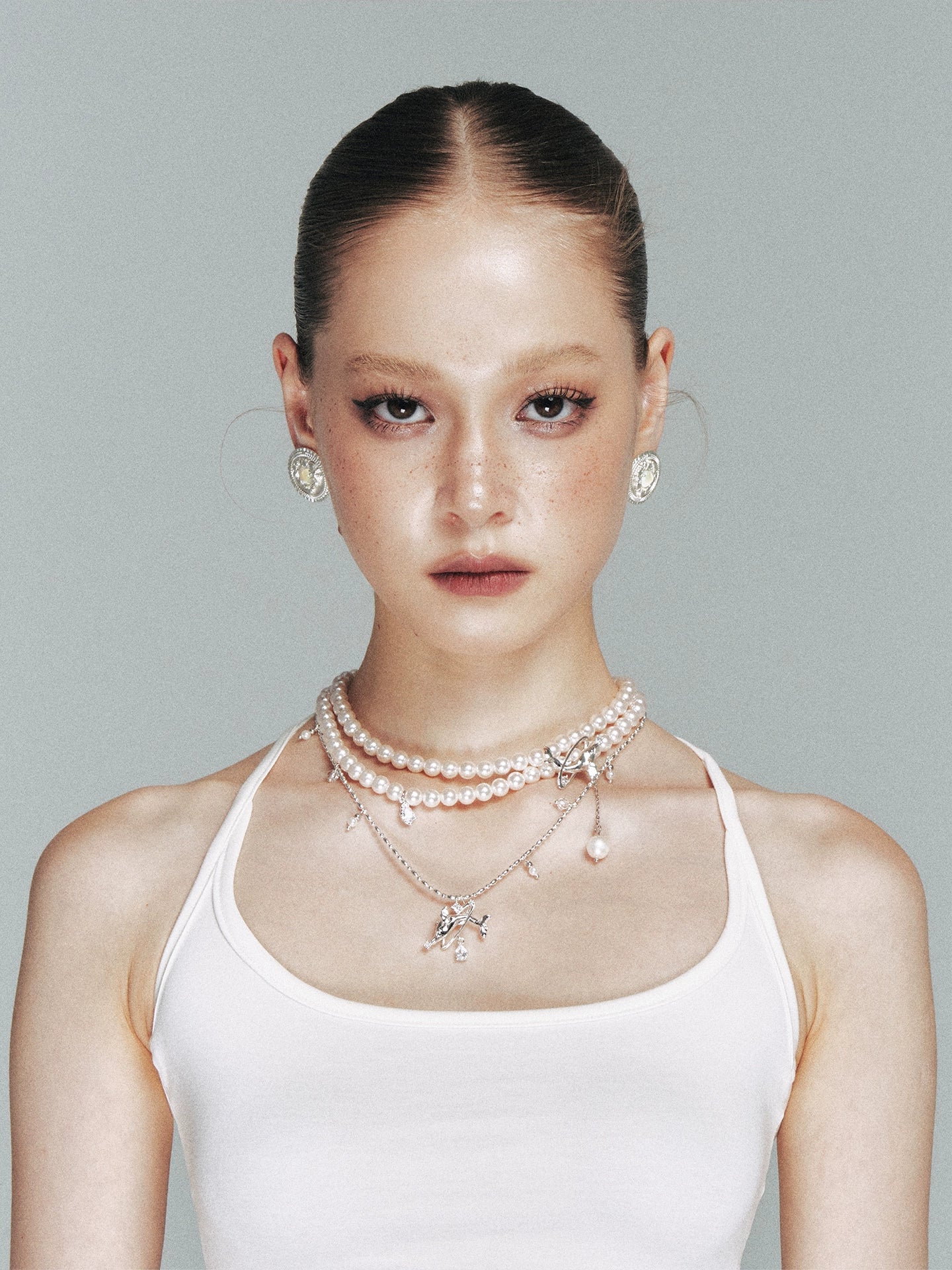 Silver Interwoven Pearl Whale Choker Necklace