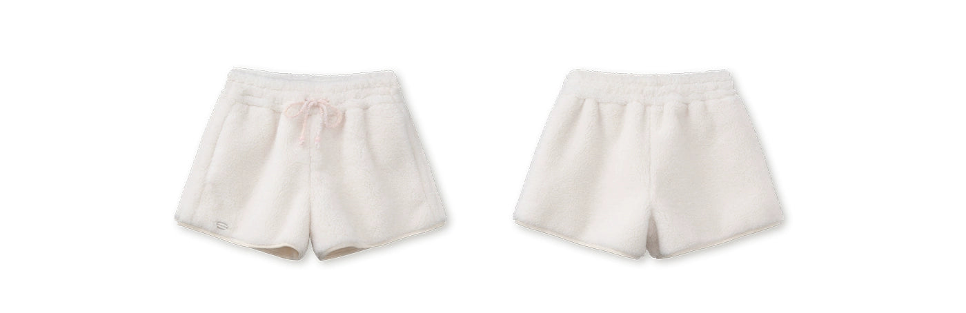 Cream Cloud Fleece Wool Shorts