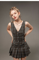 Plaid Slim Fit Vest - CHINASQUAD