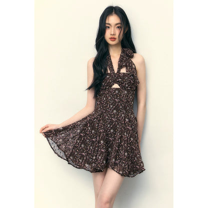 Dark Brown Floral Dress