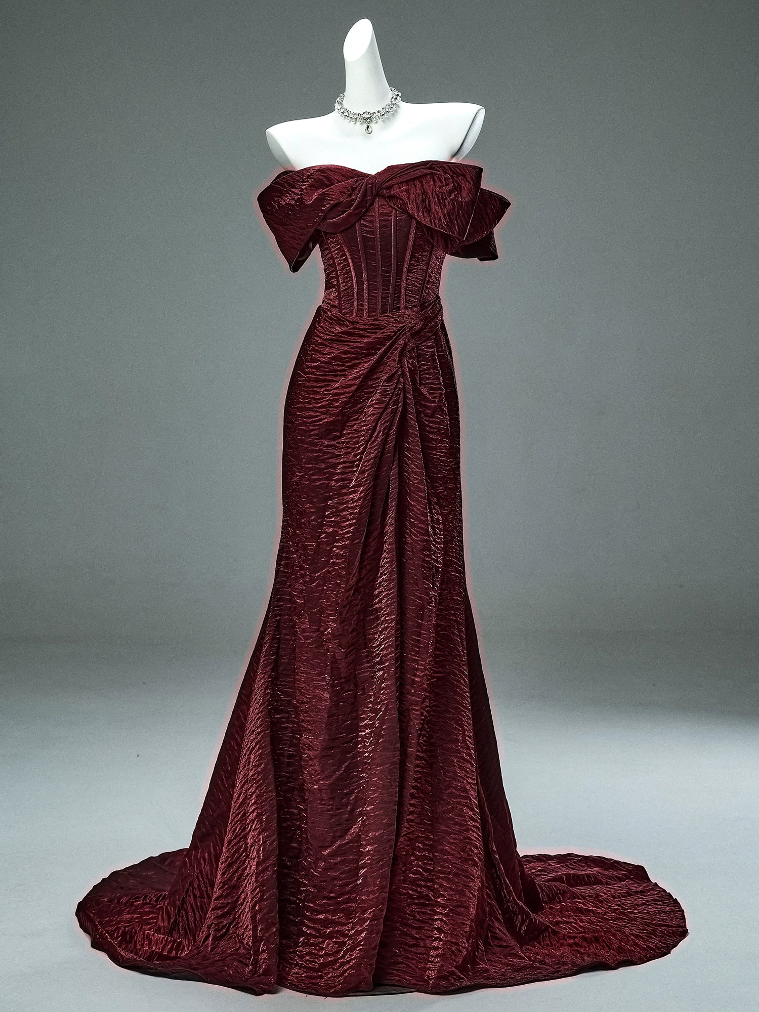 Exquisite Burgundy Couture Gown