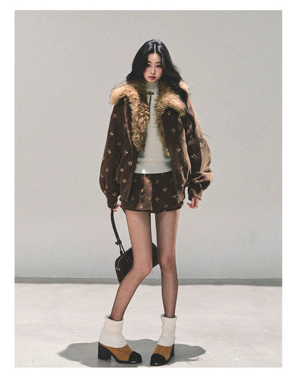 Snowfall Whisper Wool Jacket &amp; Mini Skirt Set