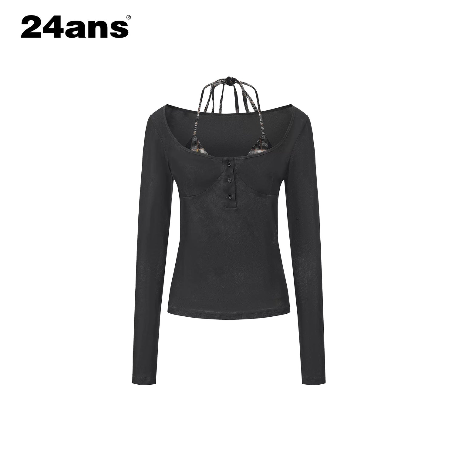 Y2K Grunge Washed Off-Shoulder Layered Long Sleeve Top