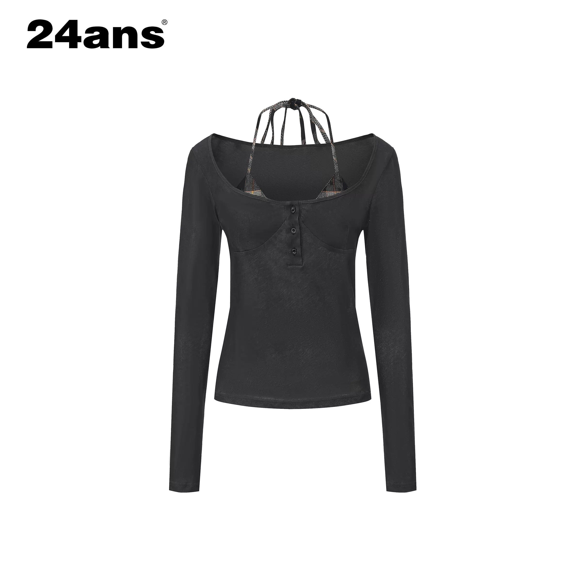 Y2K Grunge Washed Off-Shoulder Layered Long Sleeve Top