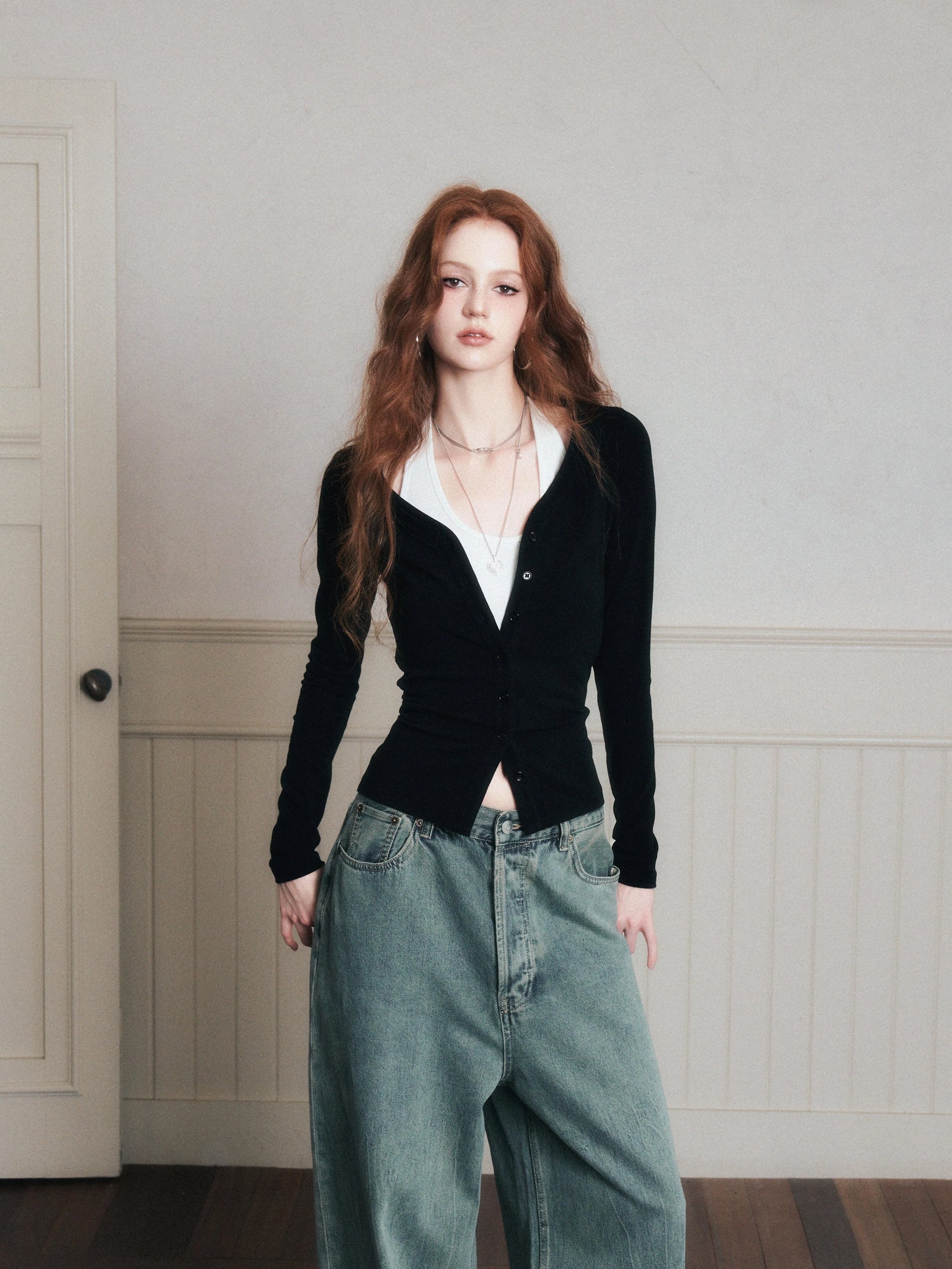 Layered Halter Camisole &amp; Knit Cardigan Set