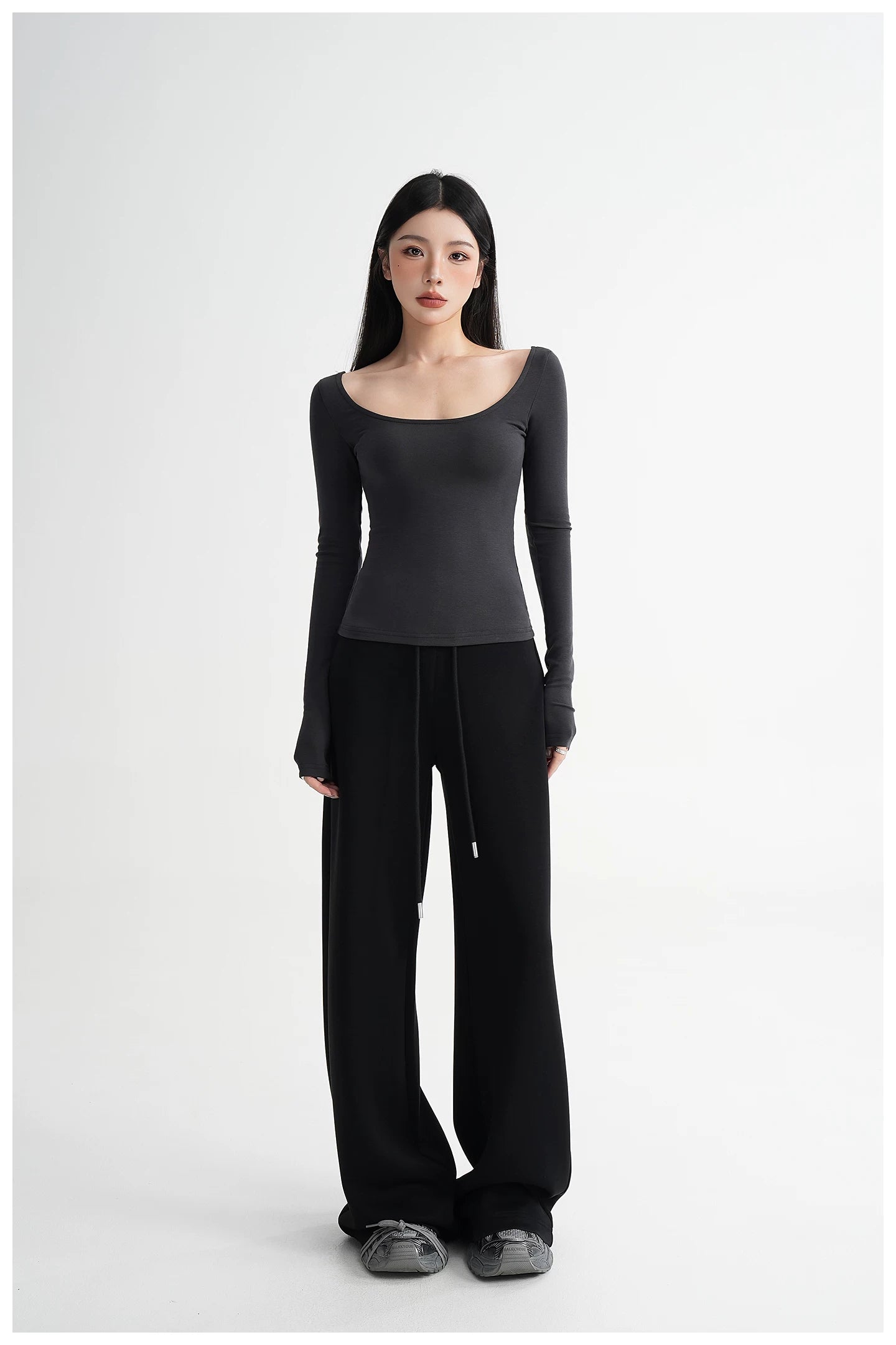 High-Waisted Knit Wide-Leg Trousers