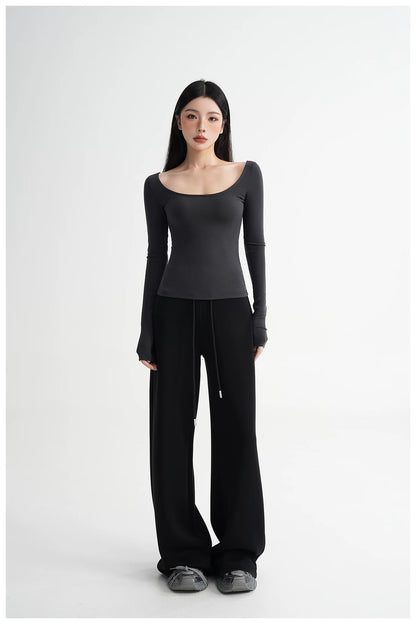 High-Waisted Knit Wide-Leg Trousers