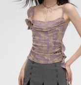 Black& Purple Ruffles Bowtie Tank Top - CHINASQUAD