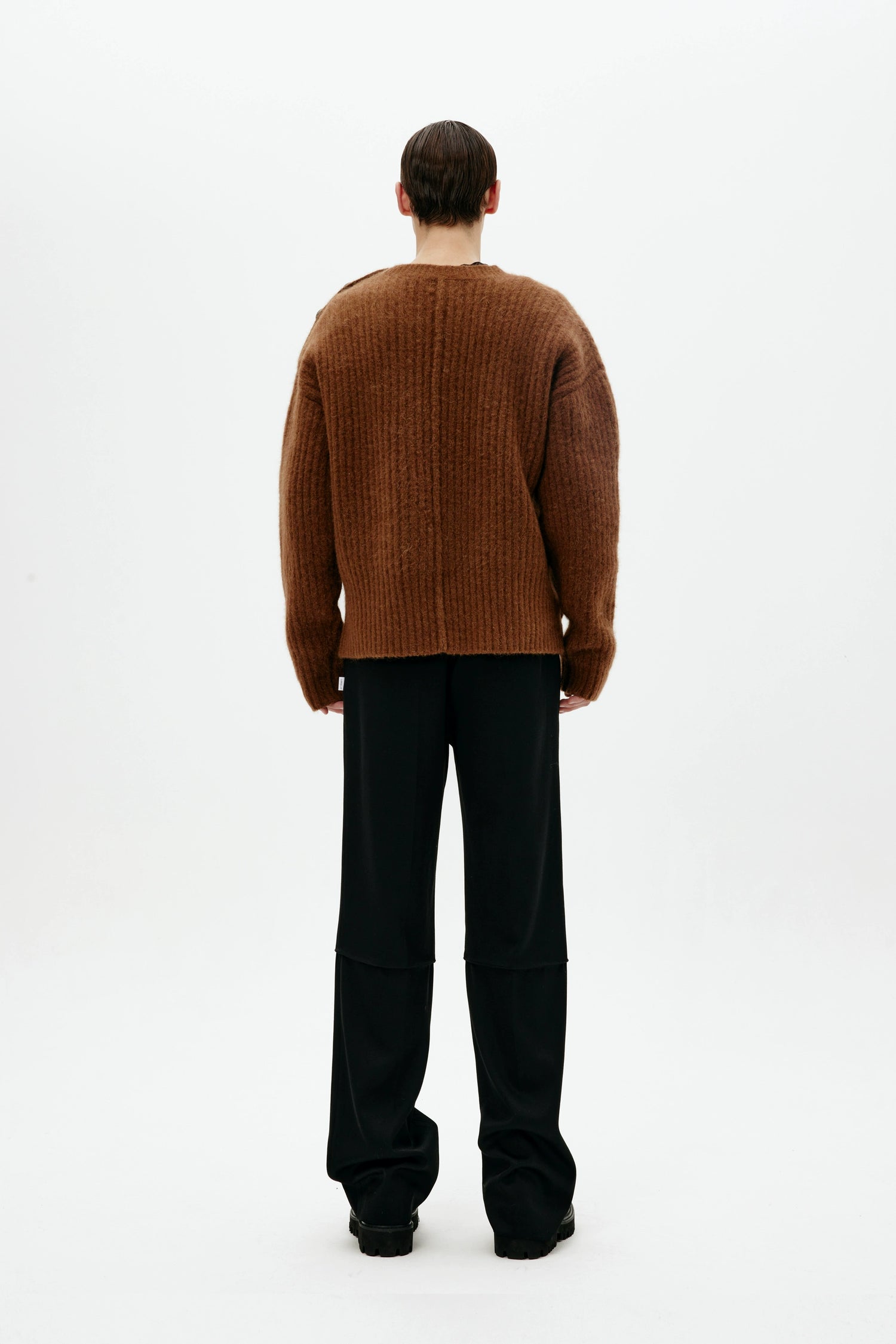 Mohair Wool Multi-Button Crewneck