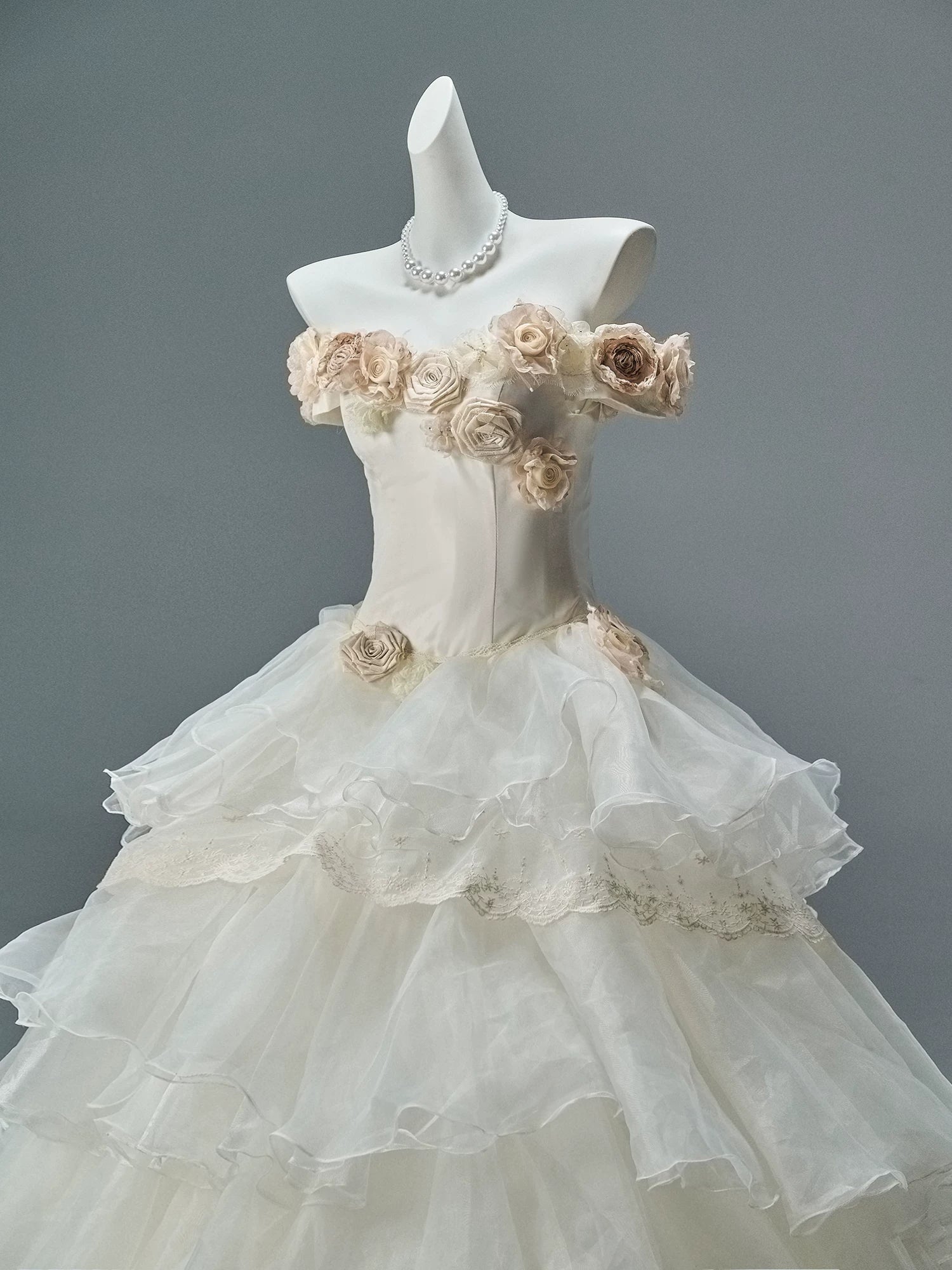 “Whispering Woods” Floral Off-Shoulder Couture Gown