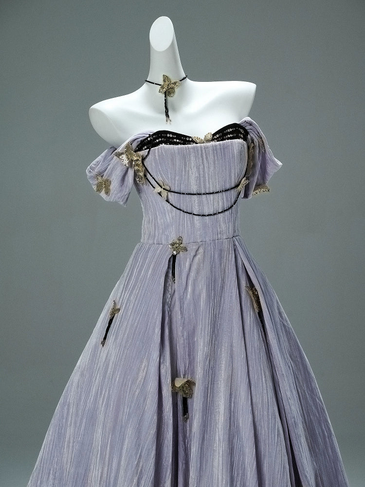 Opulent Lavender Smoke Couture Gown