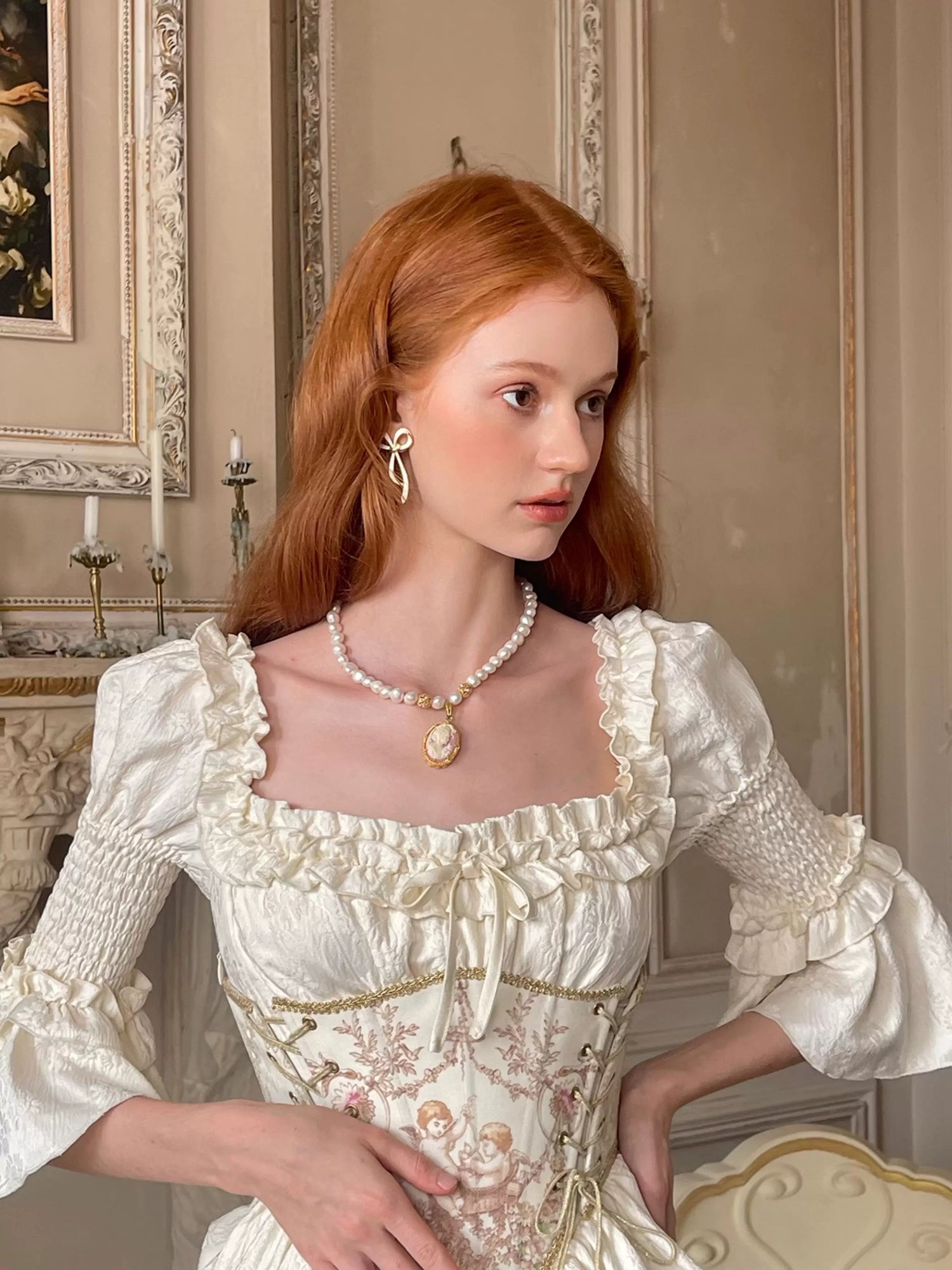 Vintage Court-Style Dress &amp; Waist Belt Set