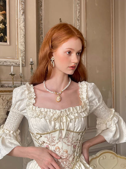 Vintage Court-Style Dress &amp; Waist Belt Set