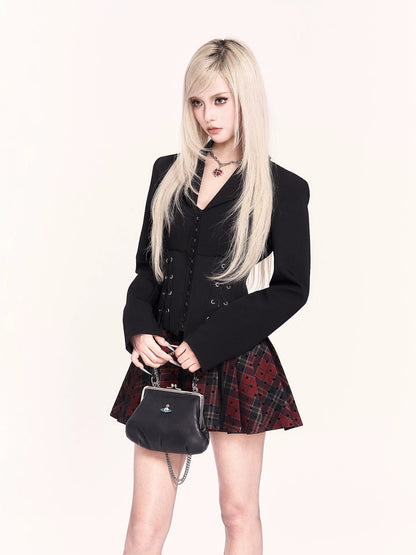 Corset High-Waist Pleated Mini Skirt