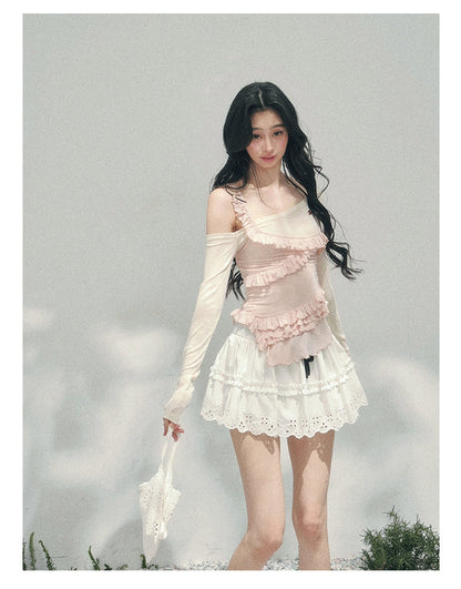 Asymmetric Ruffle Off-Shoulder Top