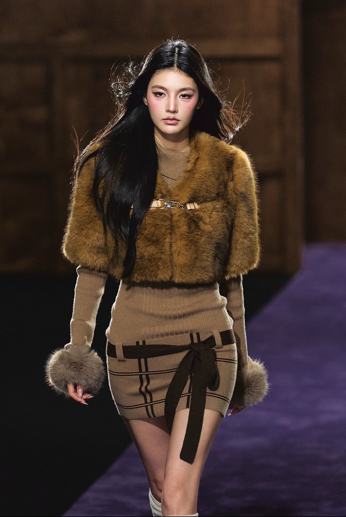 Maillard Faux Fur Cropped Cape